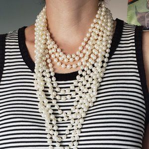 Multi strand faux pearl necklace